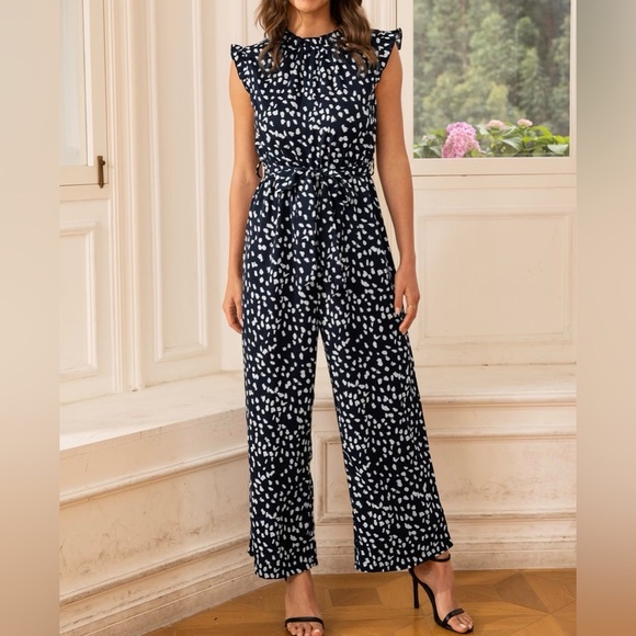 Cupshe Navy and White Spotted Jumpsuit - Picture 1 of 8